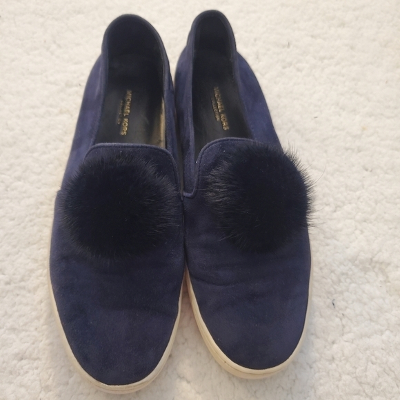 Michael Kors Collection Eddy Pom-Pom Suede Slip-On Sneakers Navy Size 6.5 US - Picture 5 of 16